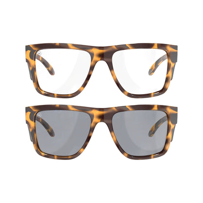 Salus Nova tortoiseshell safety glasses bundle: clear lens pair and smoked polarised pair